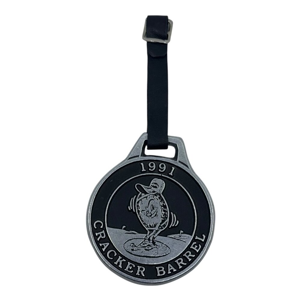 Vintage 1991 Cracker Barrel Collectable Metal Ornament Golf‎ Luggage Tag 6.5"